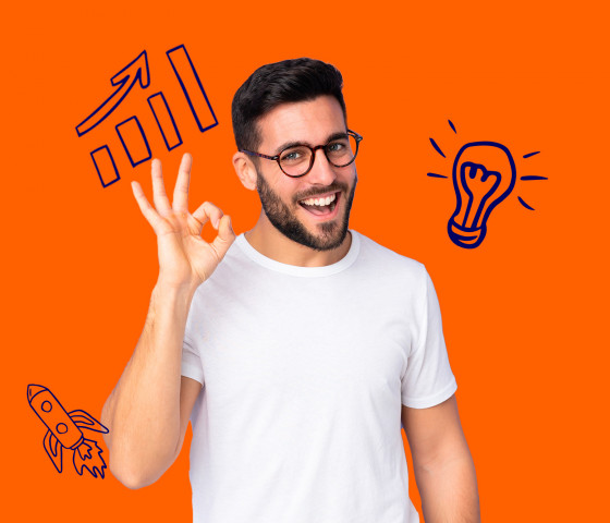 Un chef d'entreprise content de sa comptabilité avec Full Bizz.